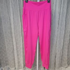 Rae Mode Pink Poly Microfiber & Spandex Side Pockets Joggers